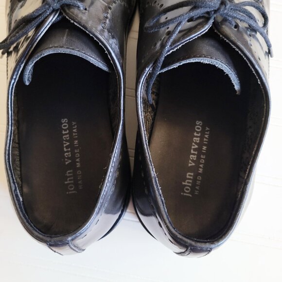 John Varvatos Leather Dress Shoes Wingtip Brogue Oxfords Grey Made in Italy - Picture 7 of 15